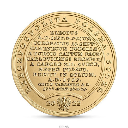 500 zł August II Mocny SSA - złota moneta 2oz 999,9