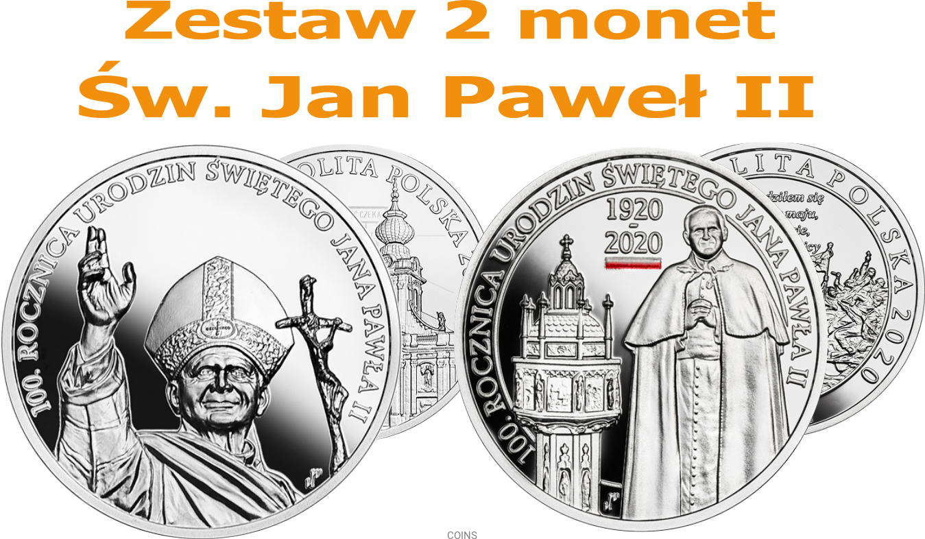 Zestaw 10 zł 100 rocznica urodzin Św. Jana Pawła