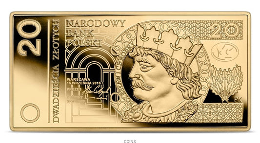 20 zł Polskie banknoty obiegowe złota moneta