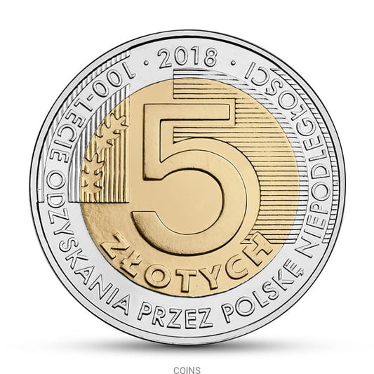 5 zł 100-lecie odzyskania przez Polskę niepodległości