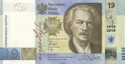 19 zł 100-lecie powstania PWPW 2019