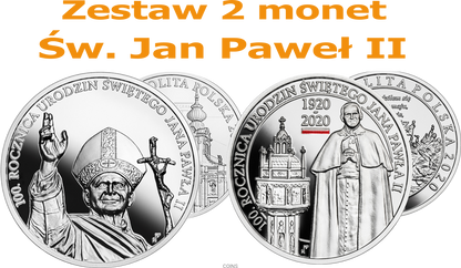 Zestaw 10 zł 100 rocznica urodzin Św. Jana Pawła